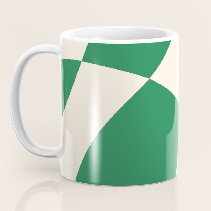 Abstract Mid-Century Composition in Green & Off White Coffee Mug Gallery Image 3