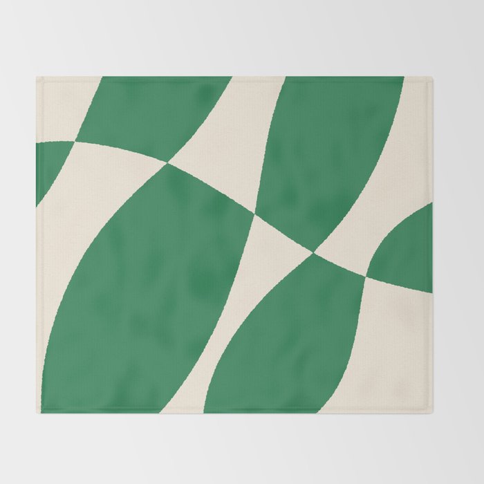 Abstract Mid-Century Composition in Green & Off White Throw Blanket Gallery Image 2