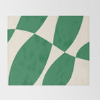 Abstract Mid-Century Composition in Green & Off White Throw Blanket Gallery Image 2