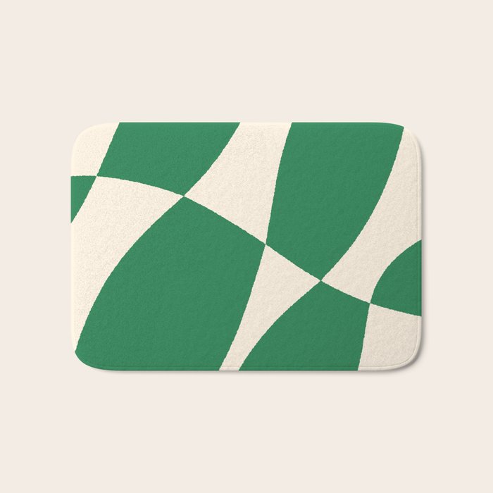 Abstract Mid-Century Composition in Green & Off White Bath Mat Gallery Image 1