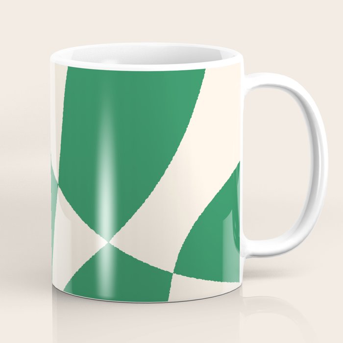 Abstract Mid-Century Composition in Green & Off White Coffee Mug Gallery Image 1