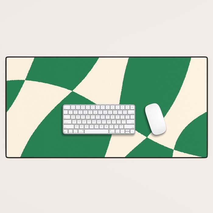 Abstract Mid-Century Composition in Green & Off White Desk Mat Gallery Image 1