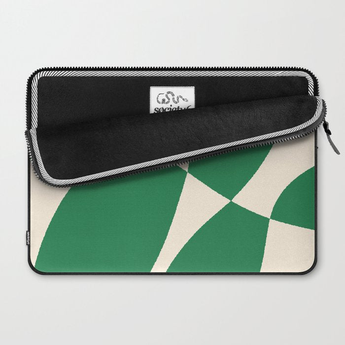 Abstract Mid-Century Composition in Green & Off White Laptop Sleeve Gallery Image 2