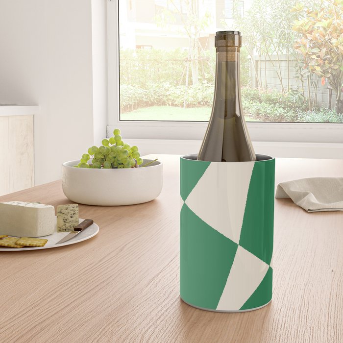 Abstract Mid-Century Composition in Green & Off White Wine Chiller Gallery Image 4