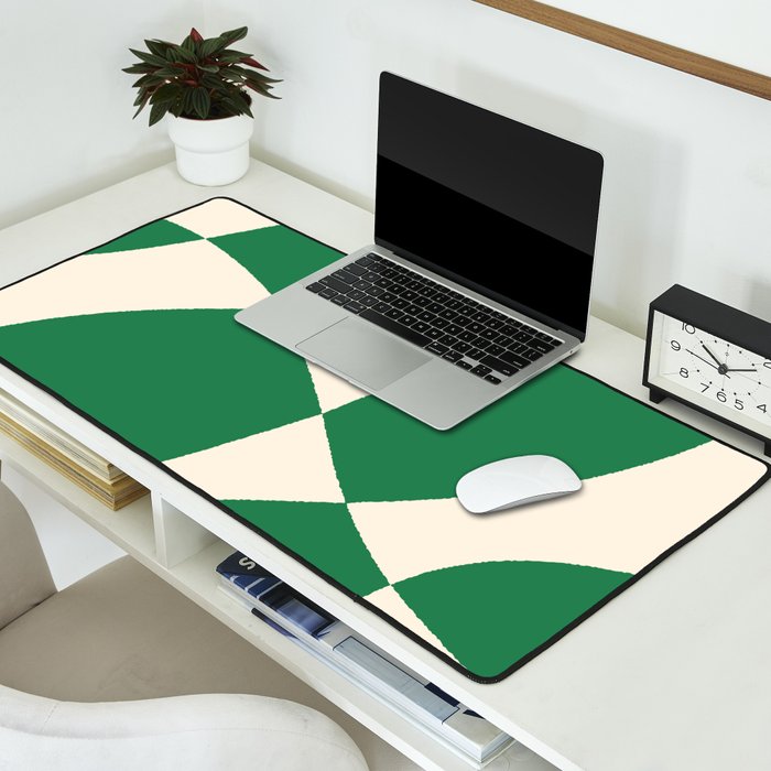 Abstract Mid-Century Composition in Green & Off White Desk Mat Gallery Image 2