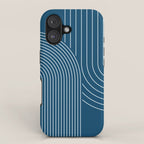 Geometric Lines in night Blue 16 (Rainbow Abstract) iPhone Case Gallery Image 1