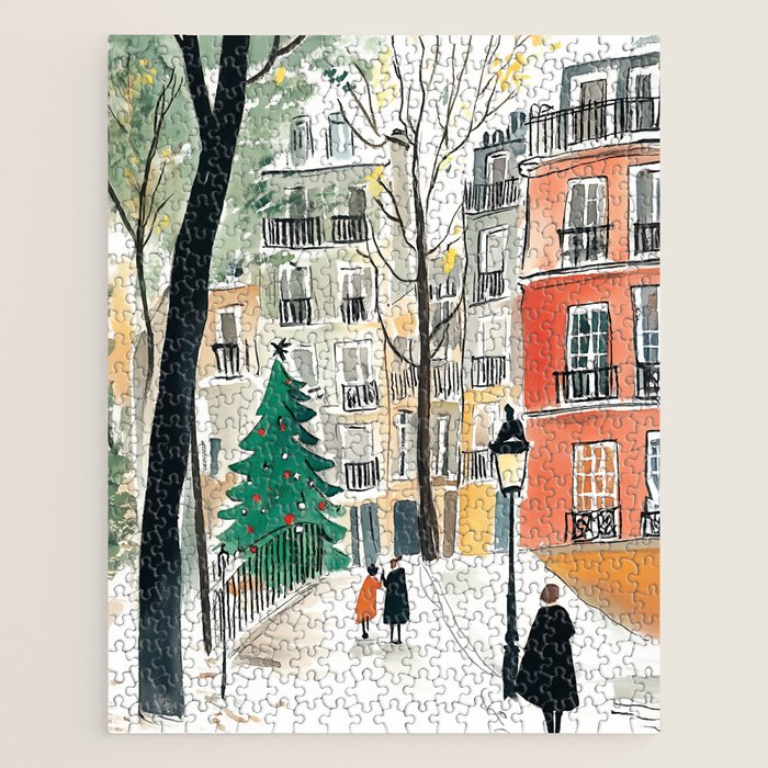 Parisian Christmas Street Scene Jigsaw Puzzle Gallery Image 1