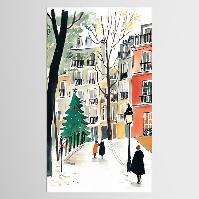 Parisian Christmas Street Scene Tablecloth Gallery Image 2
