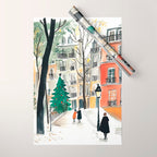 Parisian Christmas Street Scene Wrapping Paper Gallery Image 1