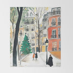 Parisian Christmas Street Scene Throw Blanket Gallery Image 2