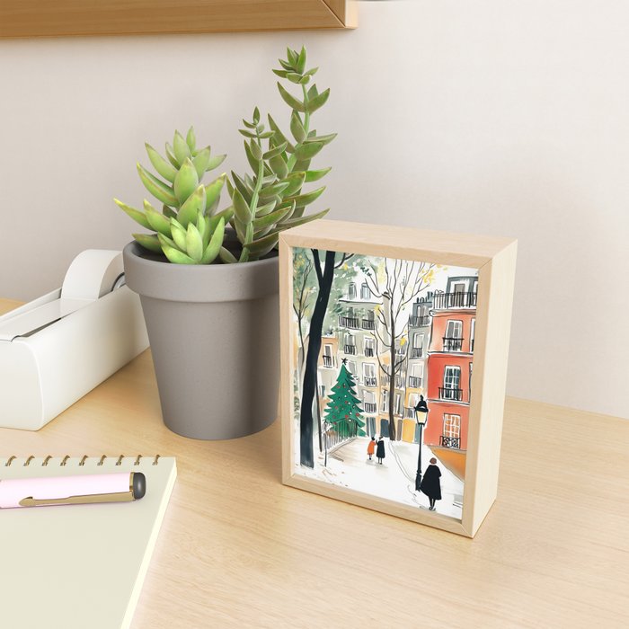 Parisian Christmas Street Scene Mini Art Print Gallery Image 2