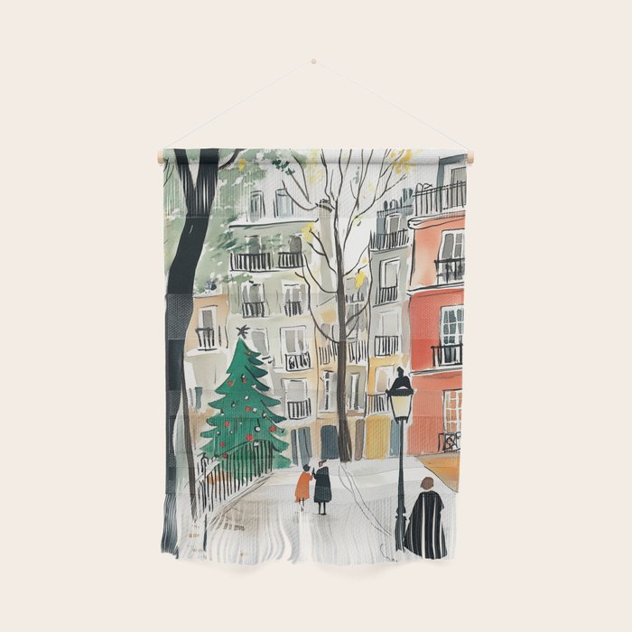 Parisian Christmas Street Scene Wall Hanging Gallery Image 1