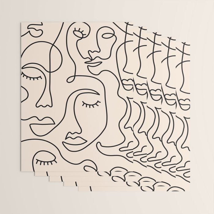 Abstract Single Line Face  Wrapping Paper Gallery Image 3