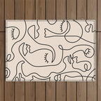 Abstract Single Line Face  Outdoor Rug Gallery Image 1