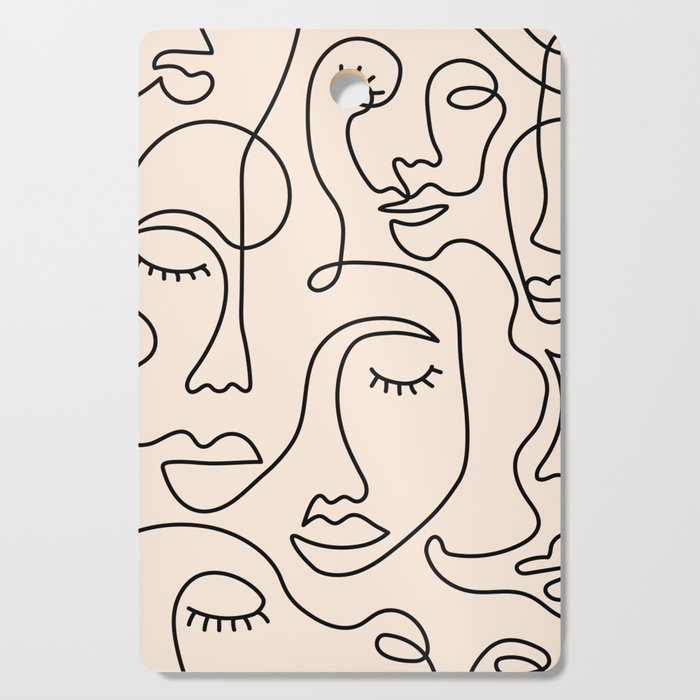 Abstract Single Line Face  Cutting Board Gallery Image 1