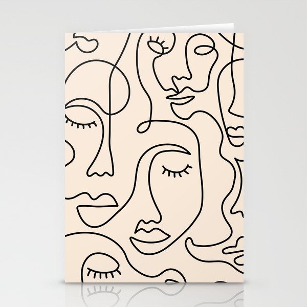 Abstract Single Line Face  Stationery Card Gallery Image 2