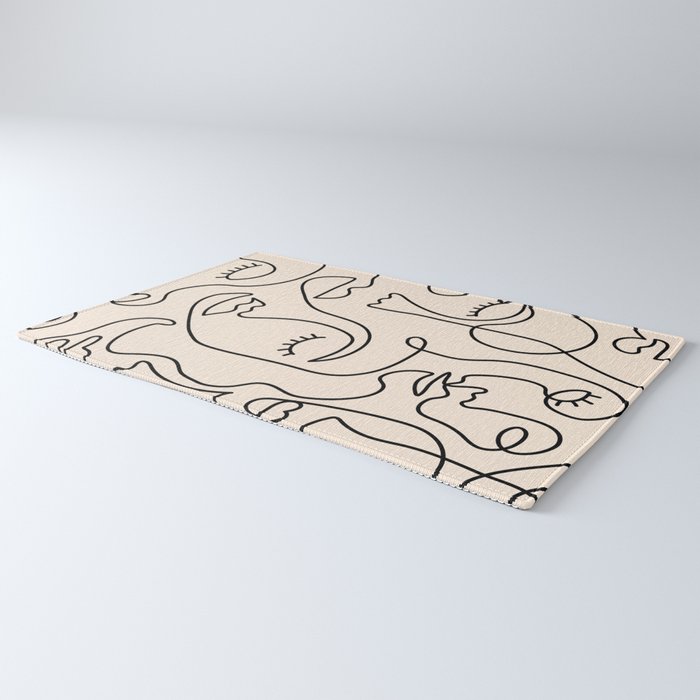 Abstract Single Line Face  Rug Gallery Image 3