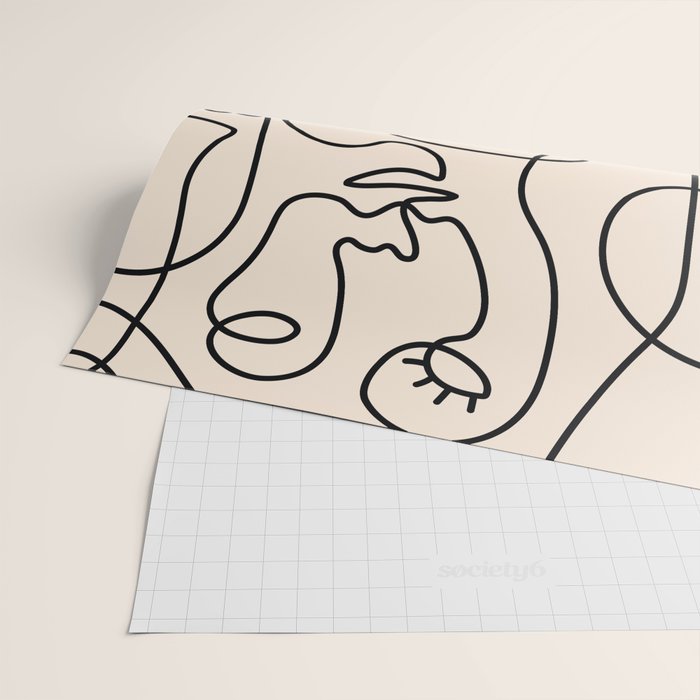 Abstract Single Line Face  Wrapping Paper Gallery Image 2
