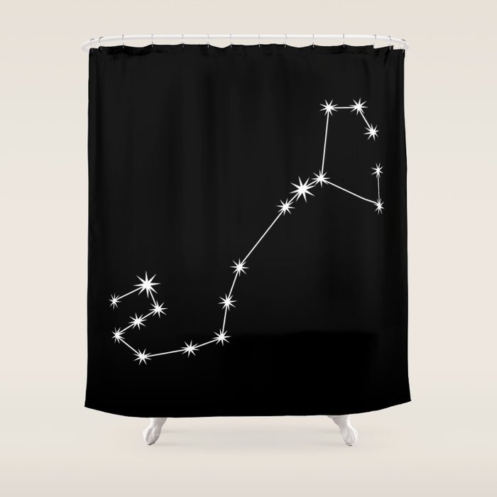 Scorpio Zodiac Star Constellation Line Art Black Shower Curtain Gallery Image 1