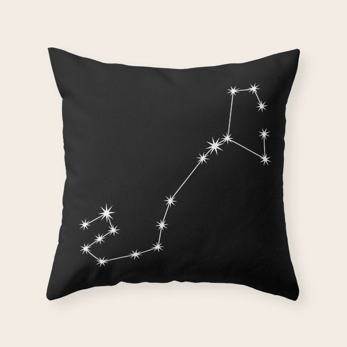 Scorpio Zodiac Star Constellation Line Art Black Throw Pillow Gallery Image 6