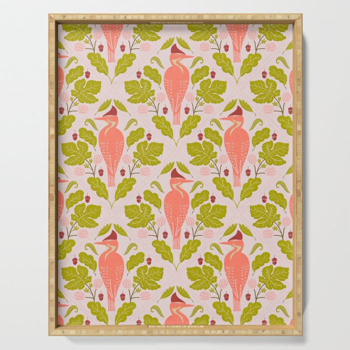 Peach And Pink Woodpecker Serving Tray Gallery Image 1