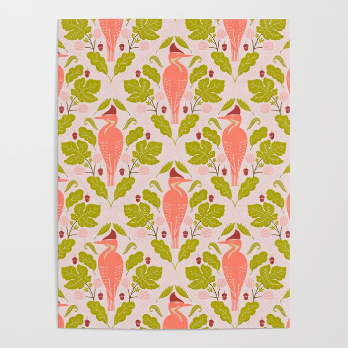 Peach And Pink Woodpecker Poster Gallery Image 4