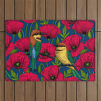 Bee eaters and poppies  Outdoor Rug Gallery Image 1