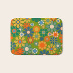 Retro Garden Flowers Groovy 60s 70s Multicolor Floral Pattern Bath Mat Gallery Image 1