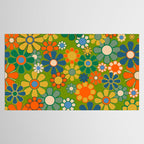 Retro Garden Flowers Groovy 60s 70s Multicolor Floral Pattern Tablecloth Gallery Image 2