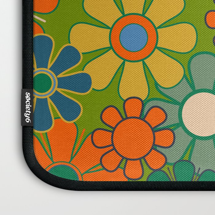 Retro Garden Flowers Groovy 60s 70s Multicolor Floral Pattern Laptop Sleeve Gallery Image 3