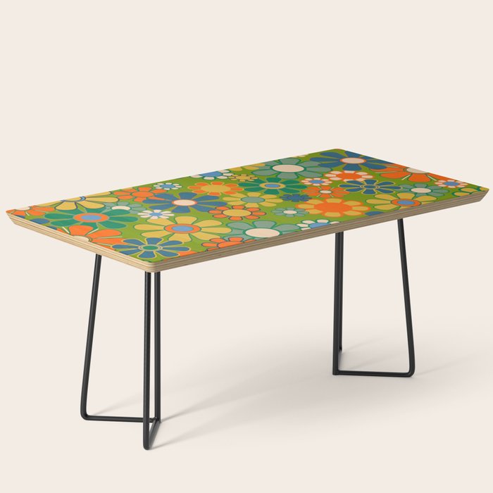 Retro Garden Flowers Groovy 60s 70s Multicolor Floral Pattern Coffee Table Gallery Image 1