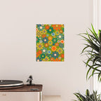 Retro Garden Flowers Groovy 60s 70s Multicolor Floral Pattern Poster Gallery Image 2