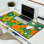 Retro Garden Flowers Groovy 60s 70s Multicolor Floral Pattern Desk Mat Gallery Image 2