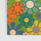 Retro Garden Flowers Groovy 60s 70s Multicolor Floral Pattern Poster Gallery Image 3