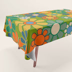 Retro Garden Flowers Groovy 60s 70s Multicolor Floral Pattern Tablecloth Gallery Image 1