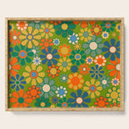 Retro Garden Flowers Groovy 60s 70s Multicolor Floral Pattern Serving Tray Gallery Image 1