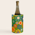 Retro Garden Flowers Groovy 60s 70s Multicolor Floral Pattern Wine Chiller Gallery Image 3