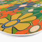 Retro Garden Flowers Groovy 60s 70s Multicolor Floral Pattern Bath Mat Gallery Image 3