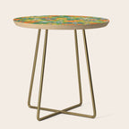 Retro Garden Flowers Groovy 60s 70s Multicolor Floral Pattern Side Table Gallery Image 1