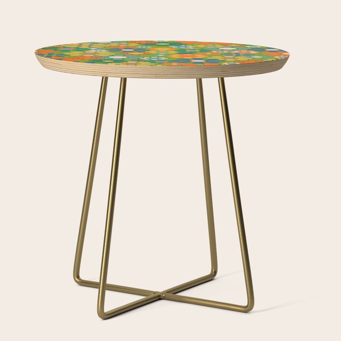 Retro Garden Flowers Groovy 60s 70s Multicolor Floral Pattern Side Table Gallery Image 1