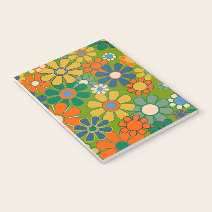 Retro Garden Flowers Groovy 60s 70s Multicolor Floral Pattern Notebook Gallery Image 3