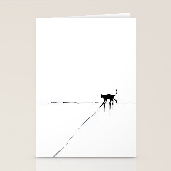 Minimal Cat on a Line Stationery Card Gallery Image 2