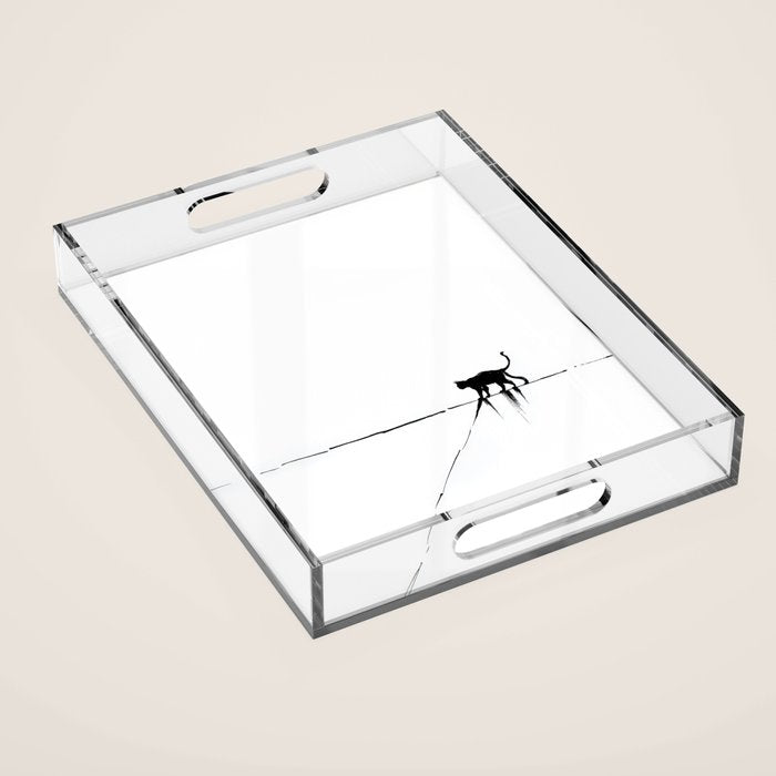 Minimal Cat on a Line Acrylic Tray Gallery Image 1