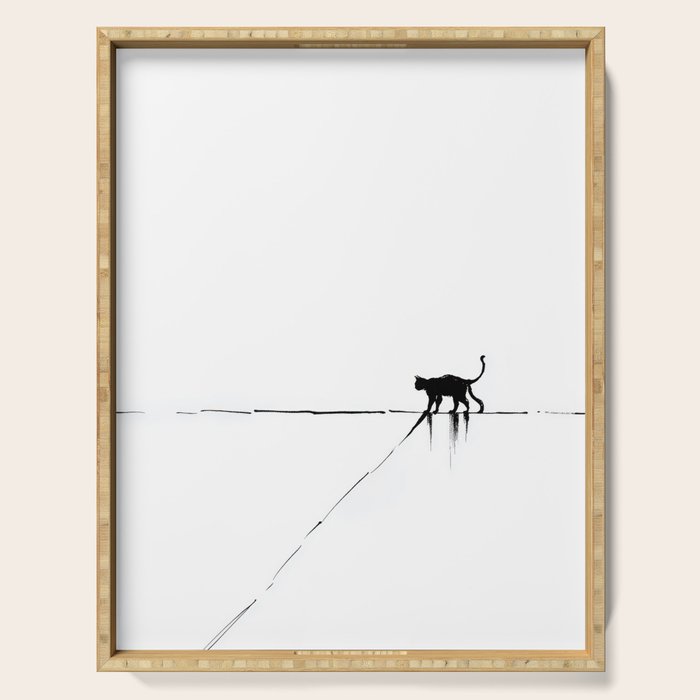 Minimal Cat on a Line Serving Tray Gallery Image 1