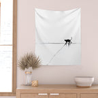 Minimal Cat on a Line Wall Tapestry Gallery Image 2