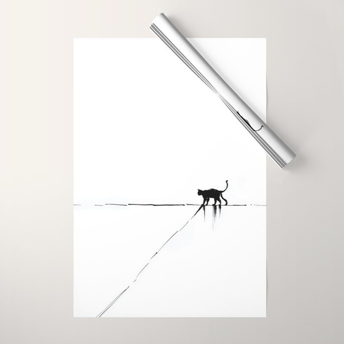 Minimal Cat on a Line Wrapping Paper Gallery Image 1