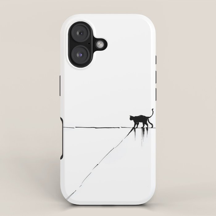 Minimal Cat on a Line iPhone Case Gallery Image 1