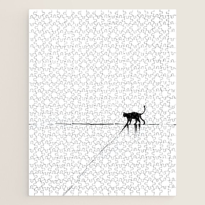 Minimal Cat on a Line Jigsaw Puzzle Gallery Image 1