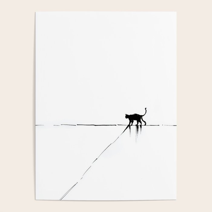 Minimal Cat on a Line Poster Gallery Image 4