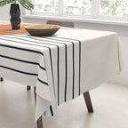 Geometric Lines in Navy Blue Orange 1 (Rainbow Abstraction) Tablecloth Gallery Image 3